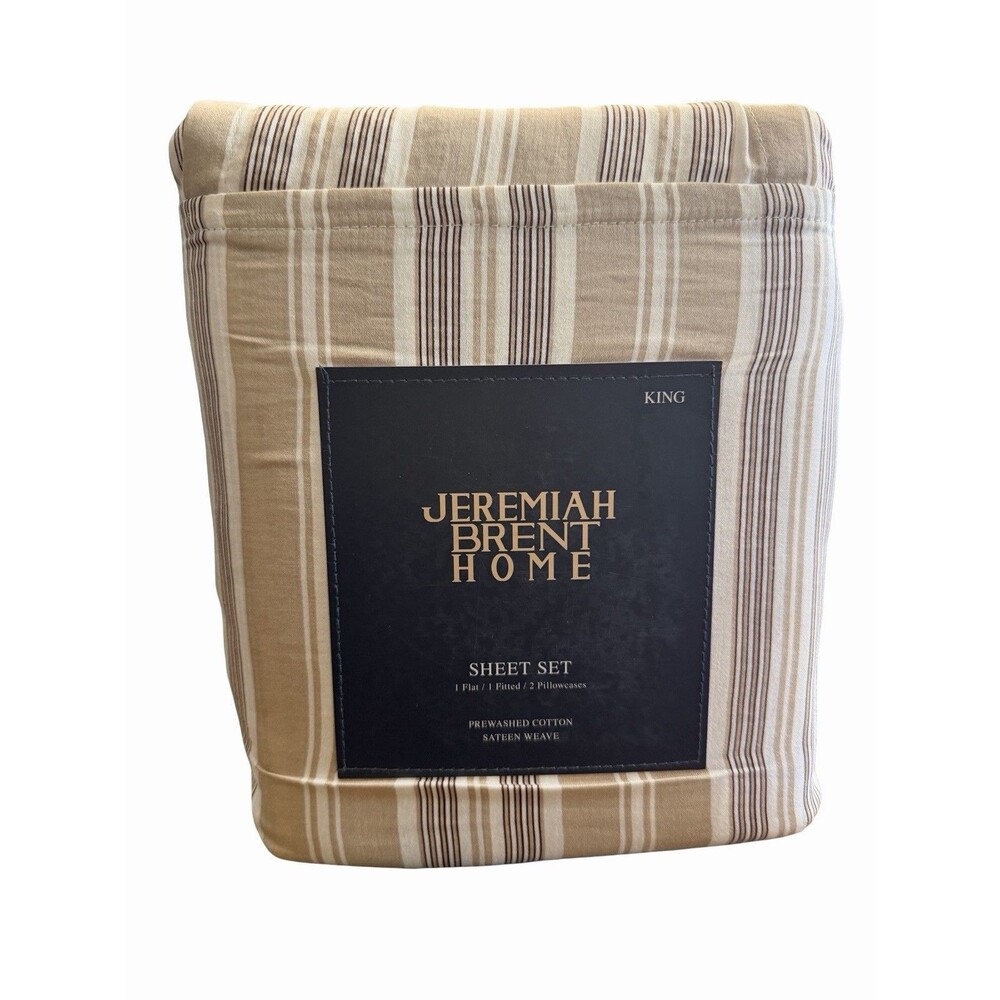 Jeremiah Brent Home Cotton Sateen Striped Sheet Set